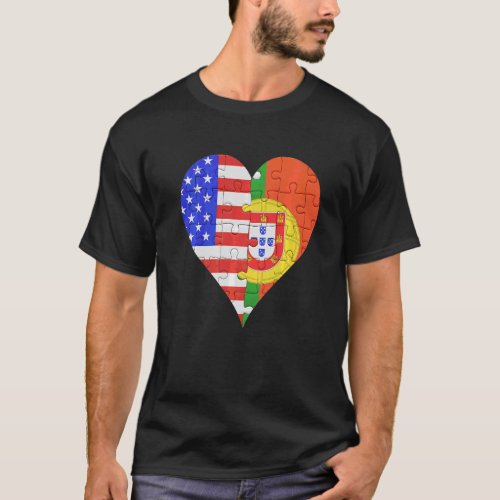 American Portuguese Flag Heart T_Shirt