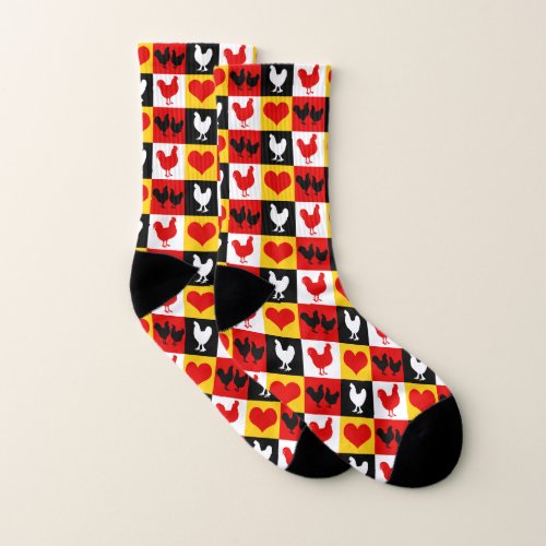 American Poultry Farmer Roosters Chickens Gingham Socks