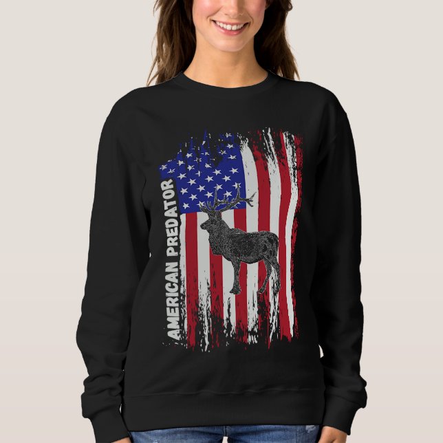 American Predator Patriotic American Flag ELK Hunt Sweatshirt (Front)