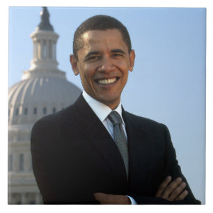 American President Barack Obama as US Senator Ceramic Tile