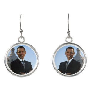 American President Barack Obama as US Senator Earrings