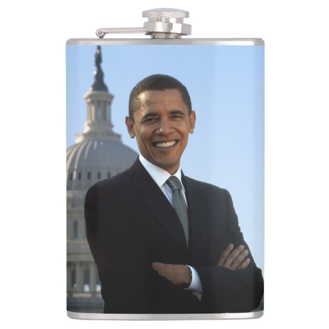 American President Barack Obama as US Senator  Flask (Front)