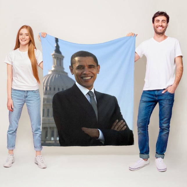 American President Barack Obama as US Senator  Fleece Blanket (In Situ)