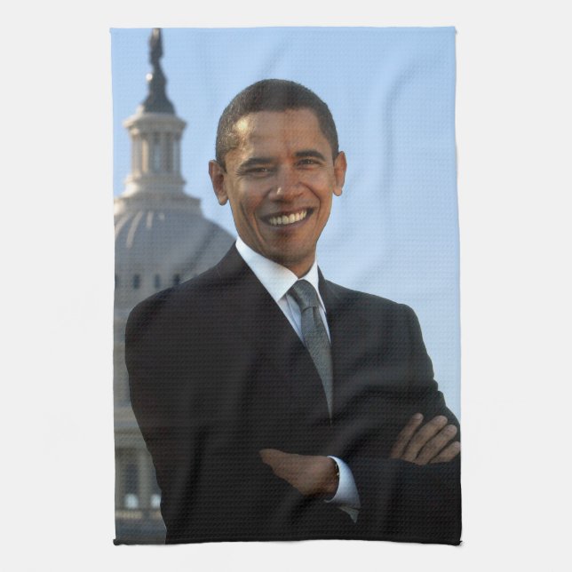 American President Barack Obama as US Senator  Kitchen Towel (Vertical)