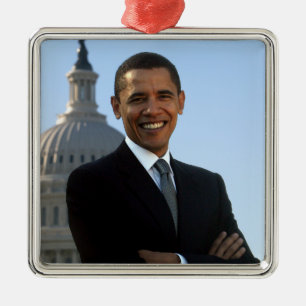 American President Barack Obama as US Senator  Metal Ornament
