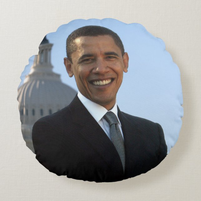 American President Barack Obama as US Senator  Round Pillow (Front)