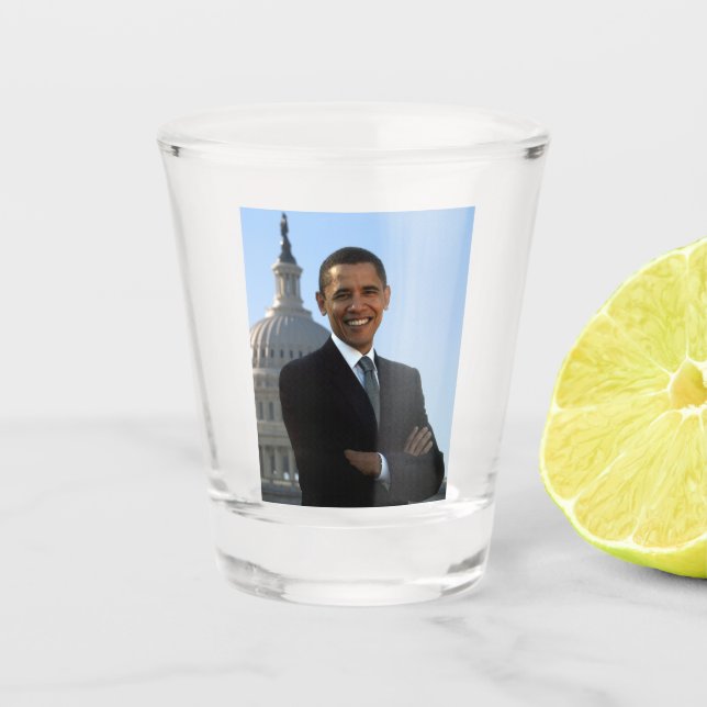 American President Barack Obama as US Senator  Shot Glass (Front)