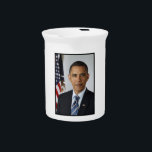 American President Barack Obama at White House  Beverage Pitcher<br><div class="desc">Barack Obama served as the 44th President of the United States First Portrait. His story is the American story; values from the heartland, a middle-class upbringing in a strong family, hard work and education as the means of getting ahead, and the conviction that a life so blessed should be lived...</div>