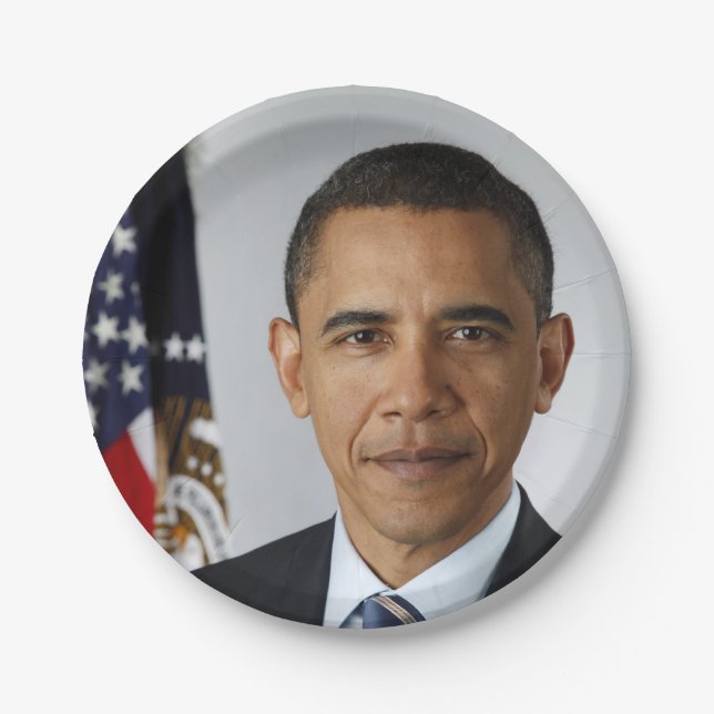 American President Barack Obama at White House  Paper Plates (Front)