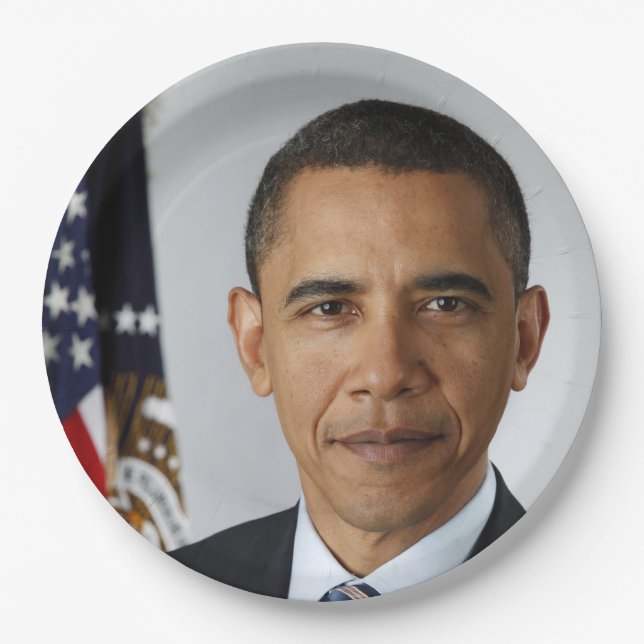 American President Barack Obama at White House  Paper Plates (Front)
