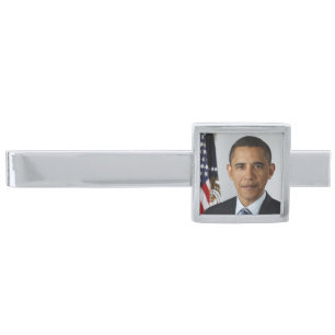 American President Barack Obama at White House Silver Finish Tie Bar