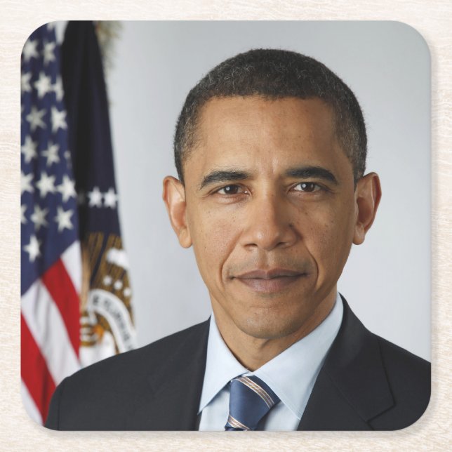 American President Barack Obama at White House  Square Paper Coaster (Front)
