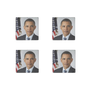 American President Barack Obama at White House  Stone Magnet