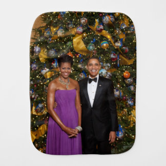 American President Barack Obama on Christmas Card Baby Burp Cloth