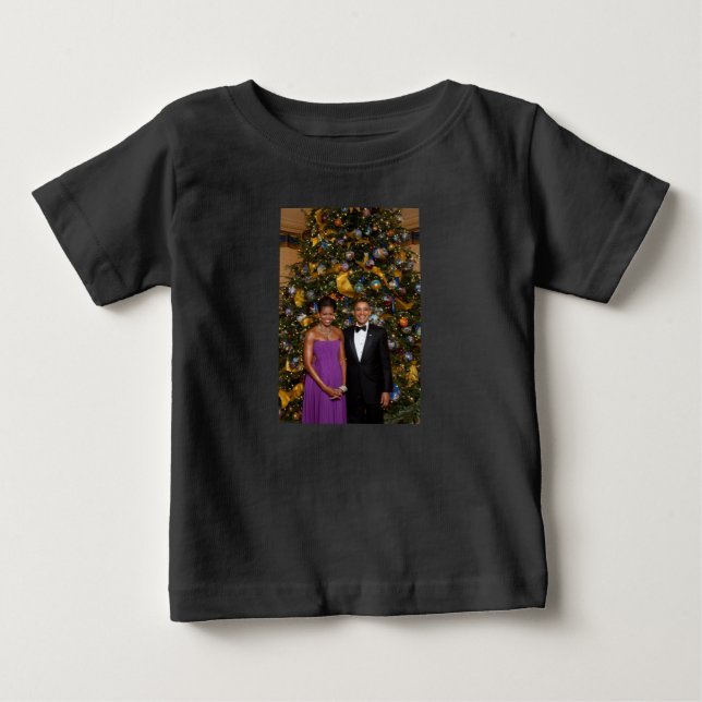 American President Barack Obama on Christmas Card Baby T-Shirt (Front)