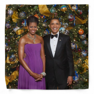 American President Barack Obama on Christmas Card Bandana