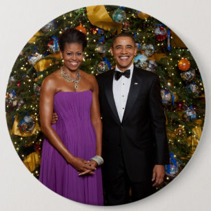 American President Barack Obama on Christmas Card Button