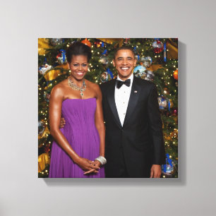American President Barack Obama on Christmas Card Canvas Print