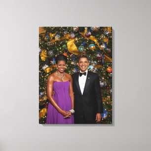 American President Barack Obama on Christmas Card Canvas Print