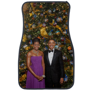 American President Barack Obama on Christmas Card Car Floor Mat