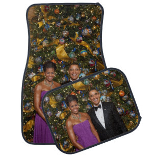 American President Barack Obama on Christmas Card Car Floor Mat