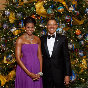 American President Barack Obama on Christmas Card Cutout
