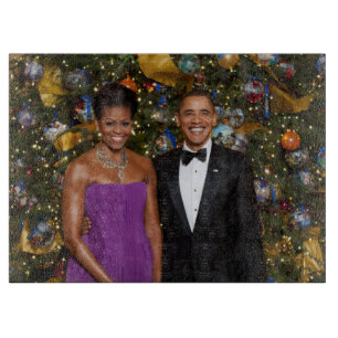 American President Barack Obama on Christmas Card Cutting Board