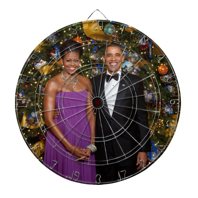 American President Barack Obama on Christmas Card Dart Board (Front)