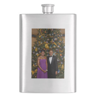 American President Barack Obama on Christmas Card Flask