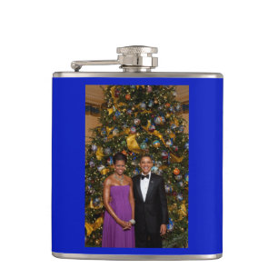 American President Barack Obama on Christmas Card Flask