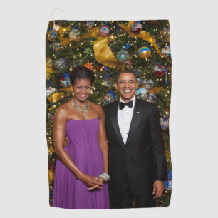 American President Barack Obama on Christmas Card Golf Towel
