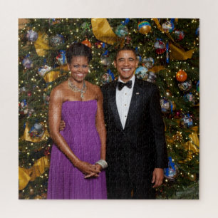 American President Barack Obama on Christmas Card Jigsaw Puzzle