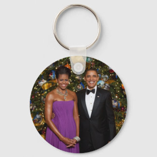 American President Barack Obama on Christmas Card Keychain