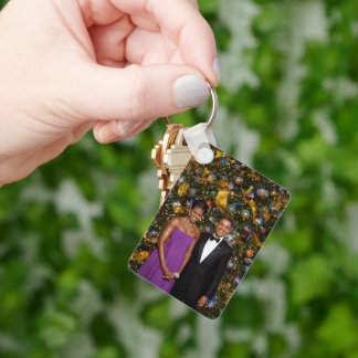 American President Barack Obama on Christmas Card Keychain