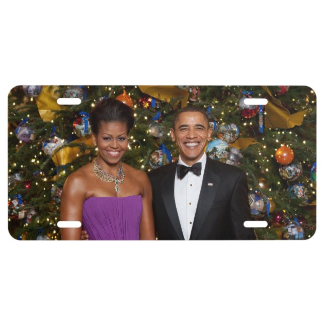 American President Barack Obama on Christmas Card License Plate (Front)