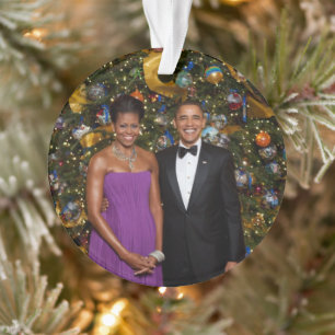American President Barack Obama on Christmas Card Ornament