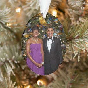 American President Barack Obama on Christmas Card Ornament