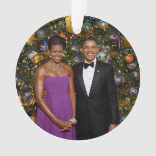 American President Barack Obama on Christmas Card Ornament