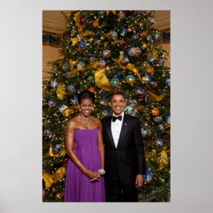 American President Barack Obama on Christmas Card Poster