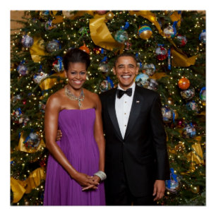American President Barack Obama on Christmas Card Poster