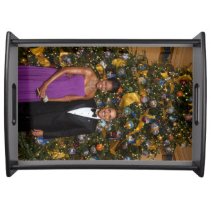 American President Barack Obama on Christmas Card Serving Tray