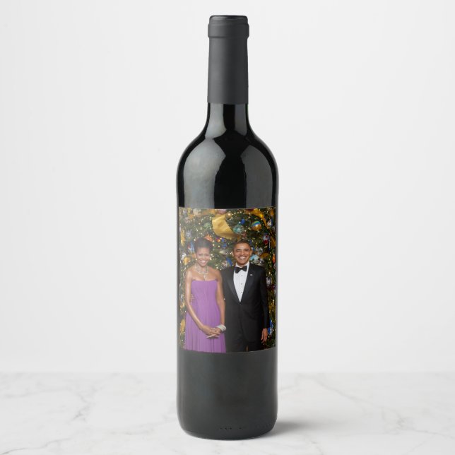 American President Barack Obama on Christmas Card Wine Label (Front)