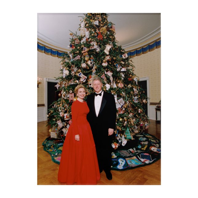 American President Bill Clinton Christmas Card  Acrylic Print (Front)