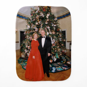American President Bill Clinton Christmas Card  Baby Burp Cloth