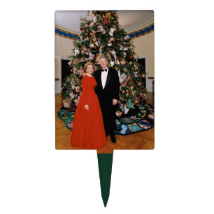 American President Bill Clinton Christmas Card Cake Topper
