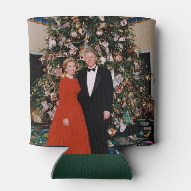 American President Bill Clinton Christmas Card  Can Cooler (Back)