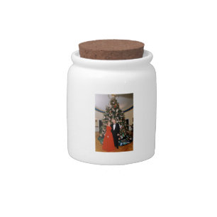 American President Bill Clinton Christmas Card Candy Jar