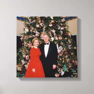 American President Bill Clinton Christmas Card  Canvas Print
