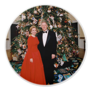 American President Bill Clinton Christmas Card  Ceramic Knob