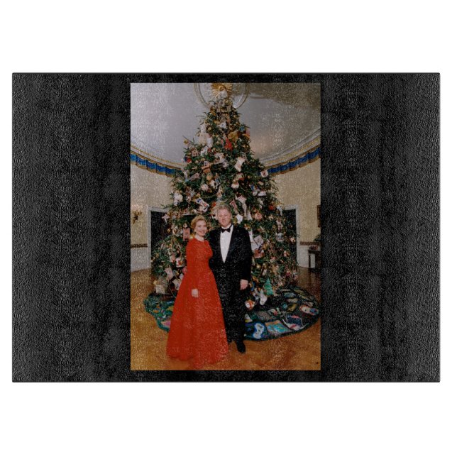 American President Bill Clinton Christmas Card  Cutting Board (Front)